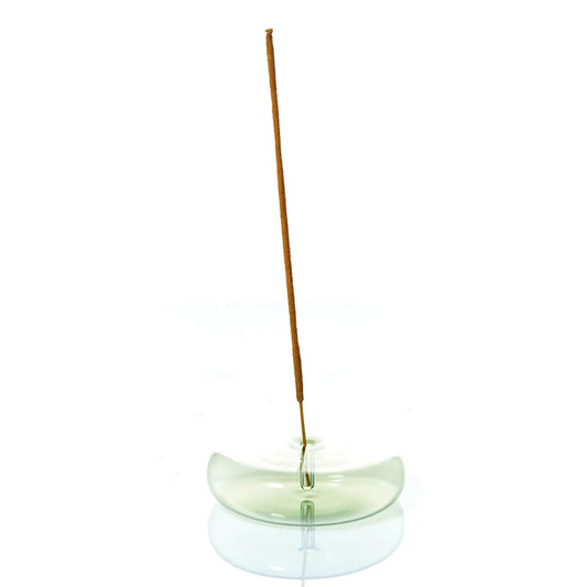 Dimple Hand Blown Glass Incense Holder - Grey