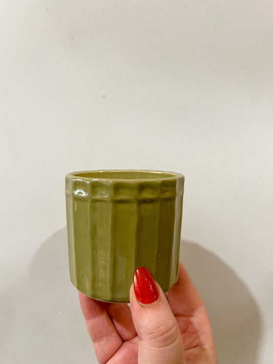Stripe Green Pot 6cm