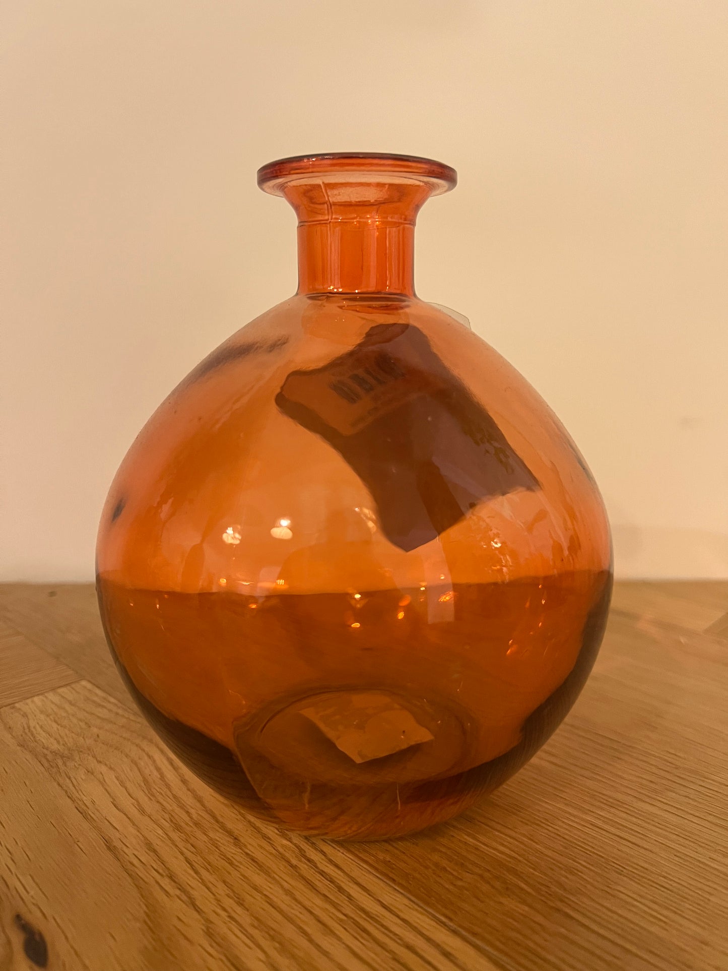 Coral Glass Belly Vase 15cm