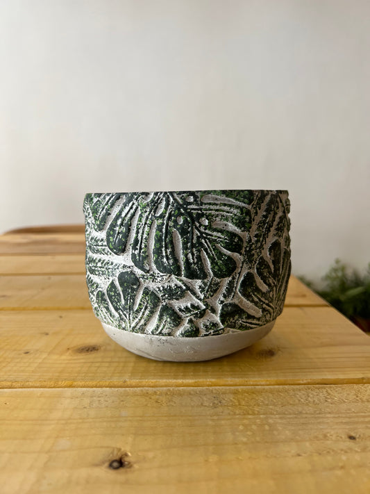Green Stone Leaf Pot 13.5cm