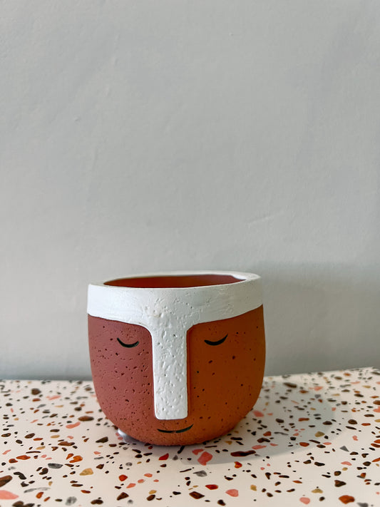 Terracotta Face Pot 6cm