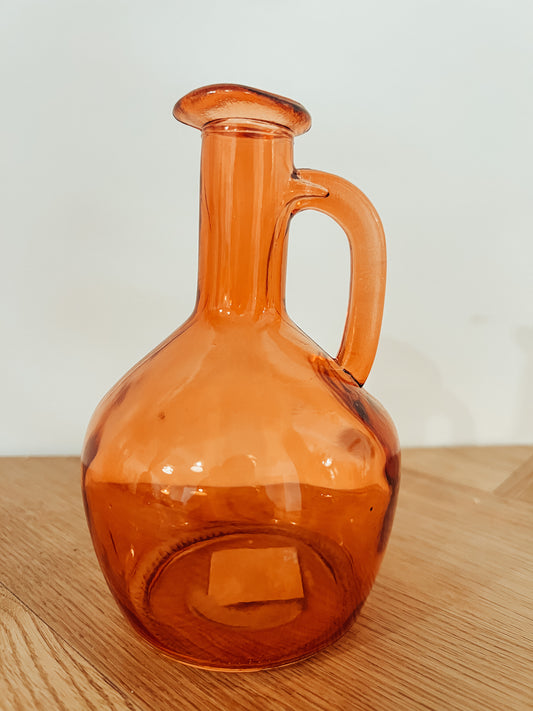 Coral Glass Jar Vase With Handle 15cm