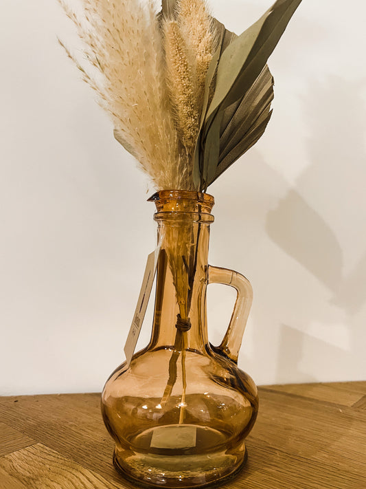 Peach Glass Jar Vase With Handle 15cm